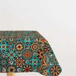 Kahverengi Retro Vintage Desenli Dijital Baskılı Masaörtüsü OTYK006-MS