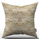 Sarı Beyaz Damask Desenli Dijital Baskılı Kırlent Kılıfı  - OTYK011