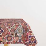 Pembe Retro Vintage Desenli Dijital Baskılı Masaörtüsü OTYK022-MS