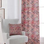 Pembe Retro Vintage Desenli Dijital Baskılı Perde OTYK022-PR