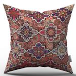 Pembe Retro Vintage Desenli Dijital Baskılı Kırlent Kılıfı  - OTYK022