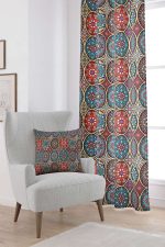 Sarı Çok Renkli Retro Vintage Desenli Dijital Baskılı Perde OTYK024-PR