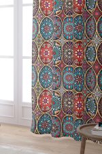 Sarı Çok Renkli Retro Vintage Desenli Dijital Baskılı Perde OTYK024-PR - Görsel 2