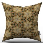 Sarı Yeşil Retro Vintage Desenli Dijital Baskılı Kırlent Kılıfı  - OTYK026