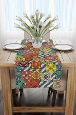 Sarı Çok Renkli Retro Vintage Desenli Dijital Baskılı Runner - OTYK030-RN - Görsel 2