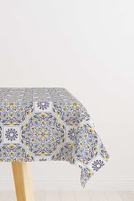 Lacivert Sarı Retro Vintage Desenli Dijital Baskılı Masaörtüsü OTYK031-MS