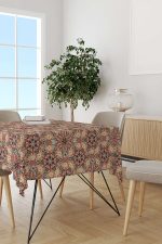 Truncu Retro Vintage Desenli Dijital Baskılı Masaörtüsü OTYK034-MS - Görsel 2