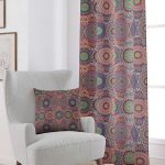 Pembe Çok Renkli Retro Vintage Desenli Dijital Baskılı Perde OTYK036-PR