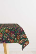 Yeşil Mor Retro Vintage Desenli Dijital Baskılı Masaörtüsü OTYK045-MS