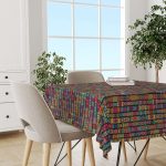 Geometrik Desenler Dijital Baskılı Masa Örtüsü