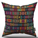 Sarı Çok Renkli Retro Vintage Dijital Baskılı Kırlent Kılıfı  - OTYK047