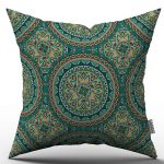 Yeşil Sarı Retro Vintage Desenli Dijital Baskılı Kırlent Kılıfı  - OTYK049