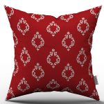 Kırmızı Beyaz Damask  Desenli Dijital Baskılı Kırlent Kılıfı  - OTYK060