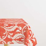 Turuncu Beyaz Damask Desenli Dijital Baskılı Masaörtüsü OTYK064-MS