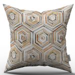Beyaz Turuncu Modern Geometrik Desenli Dijital Baskılı Kırlent Kılıfı  - OTYK072