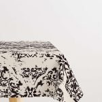 Kahverengi Eskitme Vintage Desenli Dijital Baskılı Masaörtüsüı OTYK293-MS