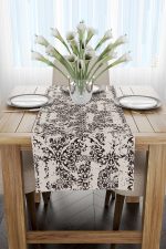 Kahverengi Eskitme Vintage  Desenli Dijital Baskılı Runnerı - OTYK293-RN - Görsel 2