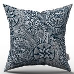 Mavi Beyaz Vintage Motif Desenli Dijital Baskılı Kırlent Kılıfı  - OTYK351