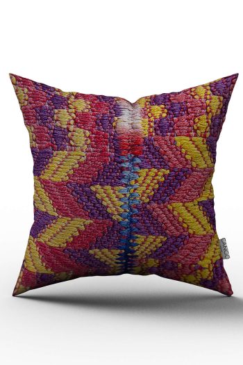Pembe Sarı Vintage Desenli Dijital Baskılı Kırlent Kılıfı  - OTYK353