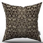 Kahverengi Krem Etnik Damask Desenli Dijital Baskılı Kırlent Kılıfı  - OTYK354