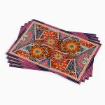 Kahverengi Çok Renkli Etnik Vintage Desenli Dijital Baskılı Amerikan Servisi 4'lü Set OTYK450-AS