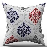 Mavi Kırmızı Damask Desenli Dijital Baskılı Kırlent Kılıfı  - OTYK451