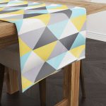 Sarı Gri Geometrik Desenli Dijital Baskılı Runner - OTYK463-RN