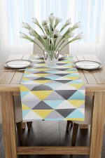 Sarı Gri Geometrik Desenli Dijital Baskılı Runner - OTYK463-RN - Görsel 2