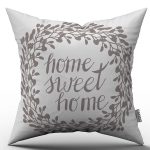 Gri Home Sweet Home Yazılı Dijital Baskılı Kırlent Kılıfı  - OTYK483