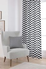Siyah Beyaz Zigzag Desenli Dijital Baskılı Perde OTYK516-PR