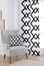 Siyah Beyaz Modern Geometrik Desenli Dijital Baskılı Perde OTYK531-PR