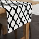 Siyah Beyaz Modern Geometrik Desenli Dijital Baskılı Runner - OTYK531-RN