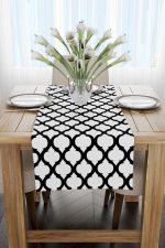 Siyah Beyaz Modern Geometrik Desenli Dijital Baskılı Runner - OTYK531-RN - Görsel 2
