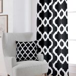 Siyah Beyaz Modern Geometrik Desenli Dijital Baskılı Perde OTYK532-PR
