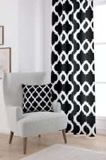 Siyah Beyaz Modern Geometrik Desenli Dijital Baskılı Perde OTYK532-PR