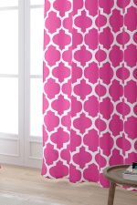 Pembe Beyaz Modern Geometrik Desenli Dijital Baskılı Perde OTYK538-PR - Görsel 2