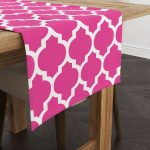 Pembe Beyaz Modern Geometrik Desenli Dijital Baskılı Runner - OTYK538-RN