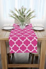 Pembe Beyaz Modern Geometrik Desenli Dijital Baskılı Runner - OTYK538-RN - Görsel 2