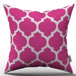 Pembe Beyaz Modern Geometrik Desenli Dijital Baskılı Kırlent Kılıfı  - OTYK538