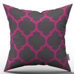 Pembe Gri Modern Geometrik Desenli Dijital Baskılı Kırlent Kılıfı  - OTYK539