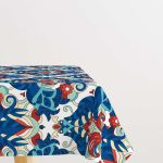 Mavi Kırmızı Etnik Motif Desenli Dijital Baskılı Masaörtüsü OTYK540-MS