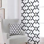 Beyaz Siyah Modern Geometrik Desenli Dijital Baskılı Perde OTYK551-PR