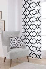 Beyaz Siyah Modern Geometrik Desenli Dijital Baskılı Perde OTYK551-PR