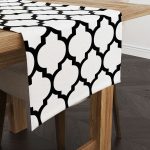 Beyaz Siyah Modern Geometrik Desenli Dijital Baskılı Runner - OTYK551-RN