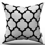 Beyaz Siyah Modern Geometrik Desenli Dijital Baskılı Kırlent Kılıfı  - OTYK551