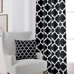 Siyah Beyaz Modern Geometrik Desenli Dijital Baskılı Perde OTYK552-PR