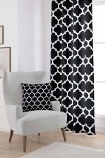 Siyah Beyaz Modern Geometrik Desenli Dijital Baskılı Perde OTYK552-PR
