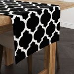 Siyah Beyaz Modern Geometrik Desenli Dijital Baskılı Runner - OTYK552-RN