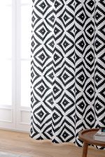 Beyaz Siyah Geometrik Modern Dijital Baskılı Perde OTYK556-PR - Görsel 2