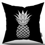 Siyah Beyaz Ananas Özel Tasarım Yastık Kırlent Kılıfı  - OTYK569